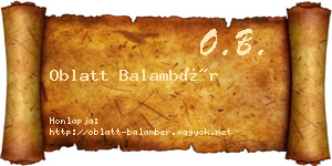 Oblatt Balambér névjegykártya